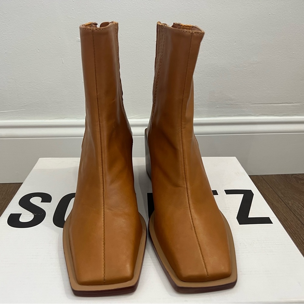 SCHUTZ Caramel Leather Booties 6.5